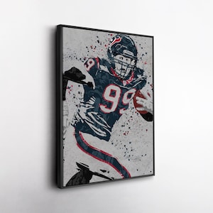 J.J. Watt Houston Texans Canvas Wall Art – Legendary Football Print for Sports Fans, Man Cave or Home Decor