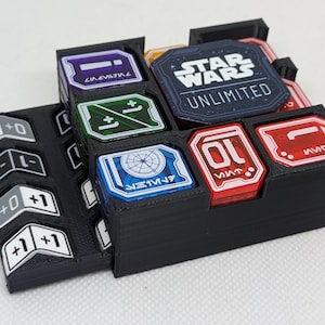 Star Wars Unlimited Token Organizer - Ultimate Guard Flip&#39;n&#39;Tray 100 - Organizer for Gamegenic Premium Tokens (Unofficial-Fan Made)