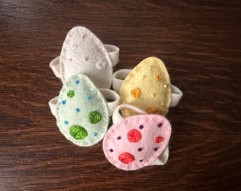 Easter Egg Embroidered Felt Napkin Rings