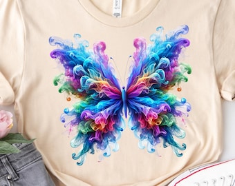 Butterfly T-shirt, Nature Lover Shirt Gift, Aesthetic Butterfly Shirt for Women Butterfly Lovers Whimsical Cottagecore tees Mothers Day Gift