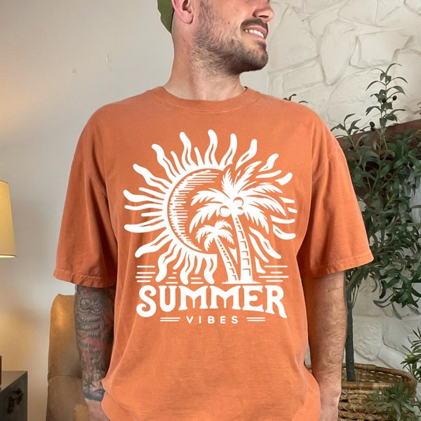 Tropical Summer Vibes T-shirt, Unisex, Summer vacation, Trendy T-shirt, Holiday Break , Sunny Beach, Beach Vibes, Gift for Him, Fathers day