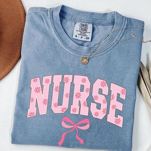 Coquette Nurse Bow Shirt, Nurse Gift for Women, Nurse Graduate Gift, Nurse Floral Tee, Nurse Bow Shirt, Nurse Gift, nurse appreciation Gift.