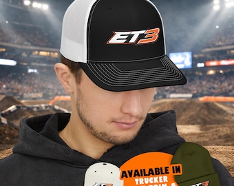 Casquette brodée Eli Tomac ET3 KTM - Bonnet trucker orange Supercross SMX Snapback pour motocross