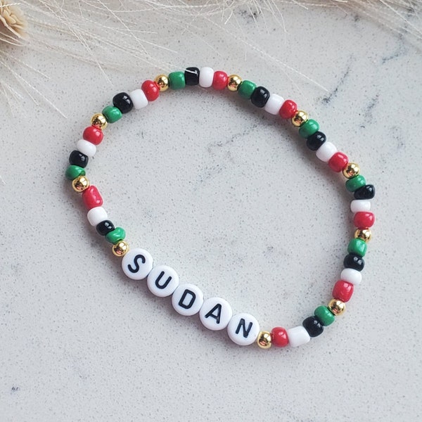 Sudan Beaded Bracelet, Sudan Friendship bracelet, Solidarity bracelet for Sudan, Free Sudan Save Sudan, Humanitarian, Profits donated