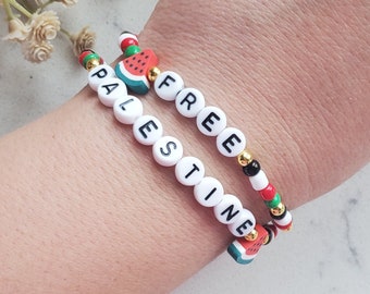 Free Palestine Beaded Bracelet set, Friendship style bracelets for Palestine, 2 bracelets, Profits donated