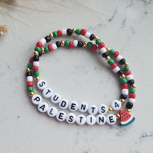 Students For Palestine Beaded Bracelet, Friendship style bracelet for Palestine, Solidarity Bracelet, Set of 2, Profits donated