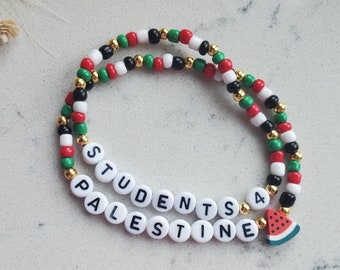 Students For Palestine Beaded Bracelet, Friendship style bracelet for Palestine, Solidarity Bracelet, Set of 2, Profits donated