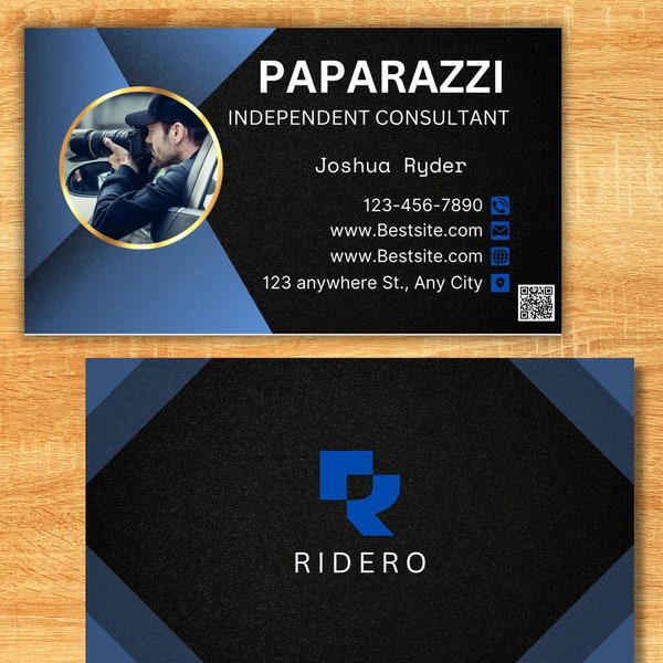 Customizable Paparazzi Business Cards, Double sided, QR code, SVG