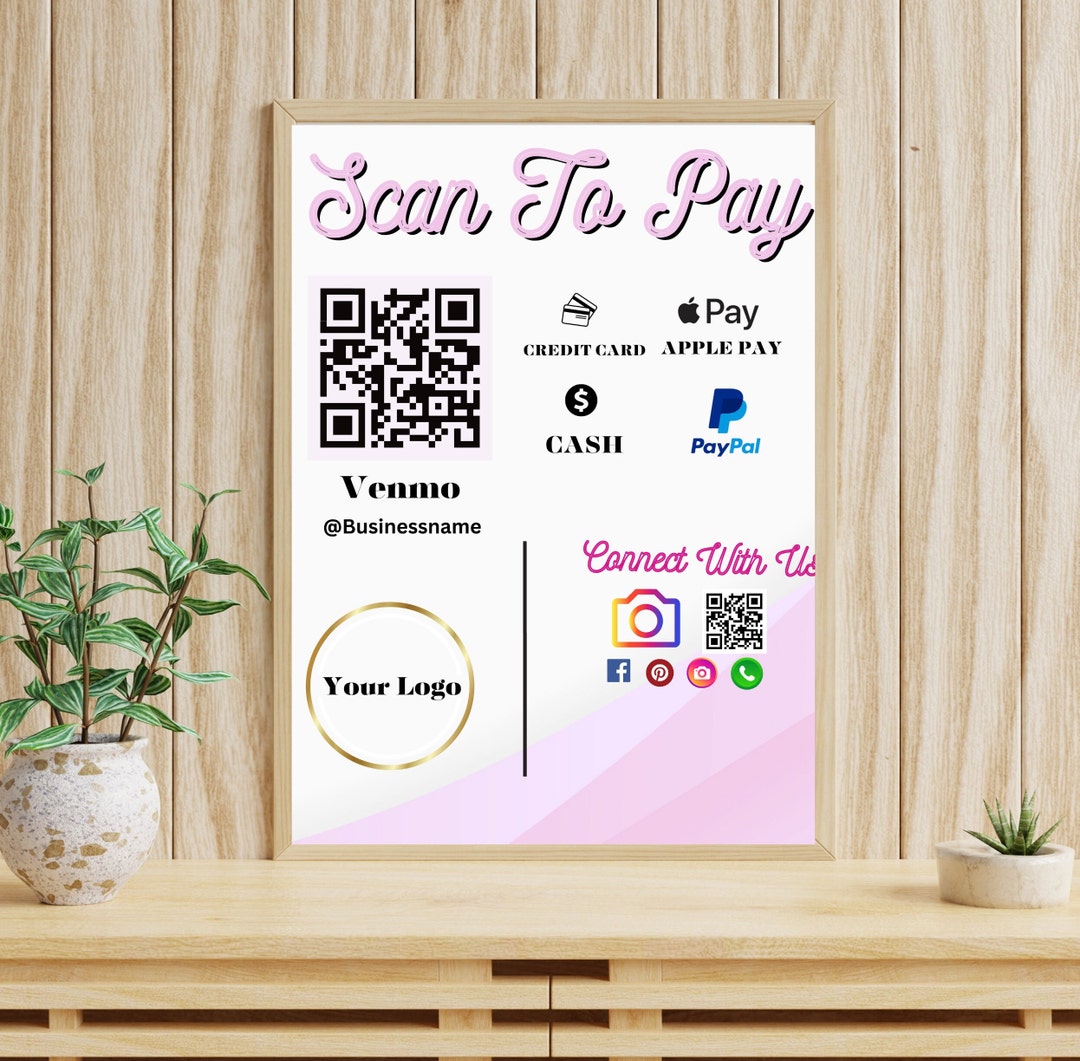 Editable Cash App QR Card Printable Payment Sign, Scan to Pay Template ...