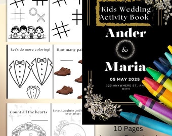 Wedding customized Kids coloring Activity book worksheets| Coloring Pages for creative kids, Instant download, Printable