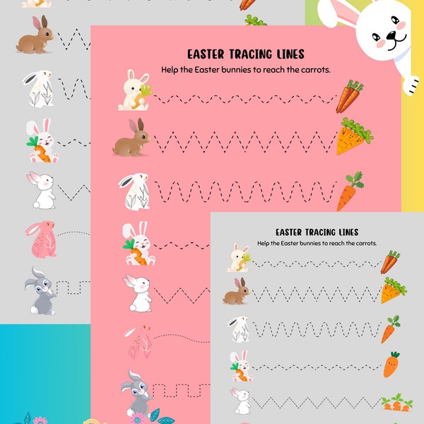 Easter Preschool Tracing Lines Activity, Printable Easter PDF, Easter basket printable, Homeschool Fun