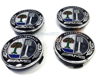 Set de 4 tapabujes AMG centros de rueda para llantas Mercedes Benz 75mm / AMG Center Wheel Hub caps for Mercedes Benz 75mm