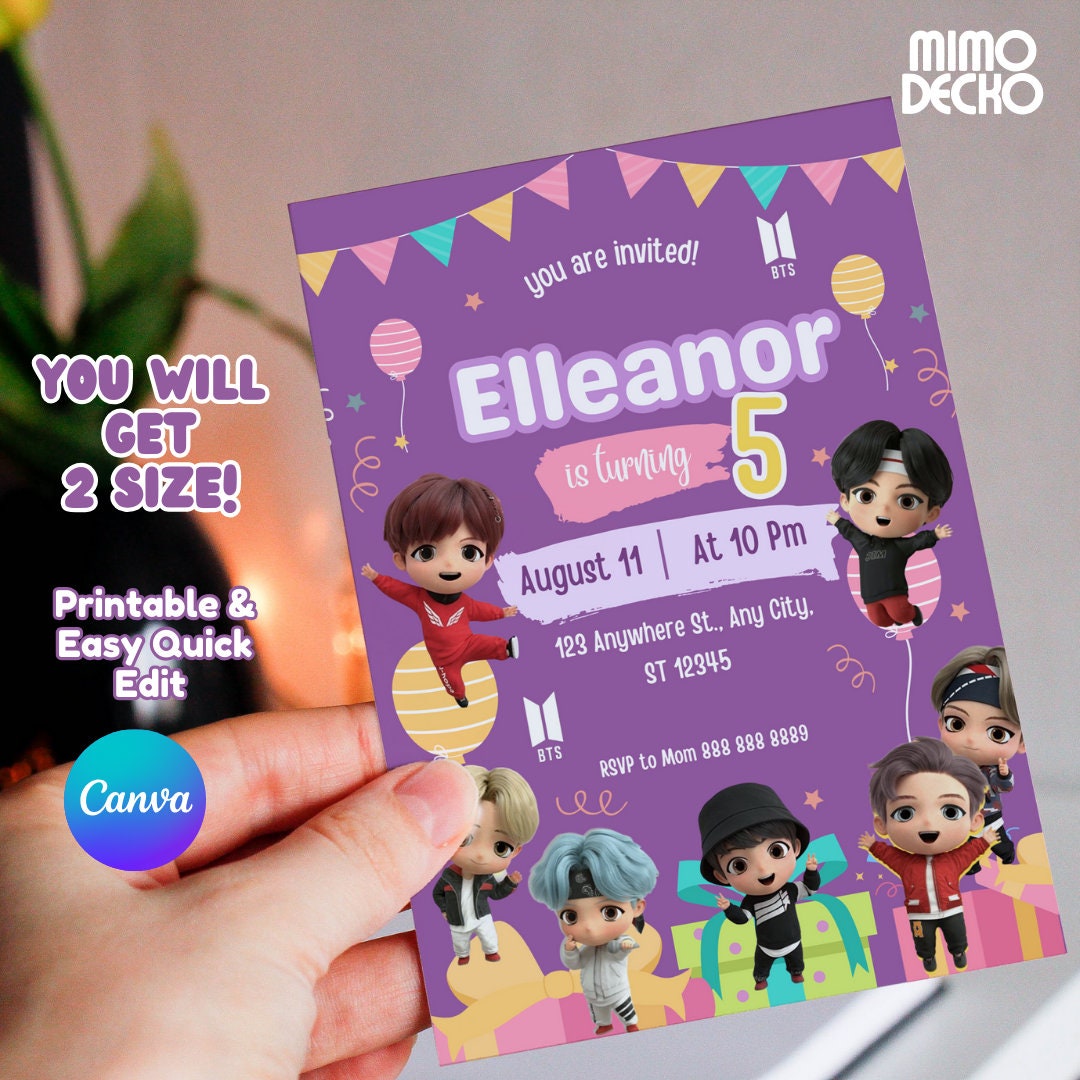 Editable BTS Invitation , Printable Invitation, Instant Download, BTS ...