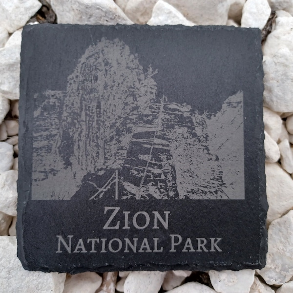 Zion National Park Coaster Slate Stone Engraved