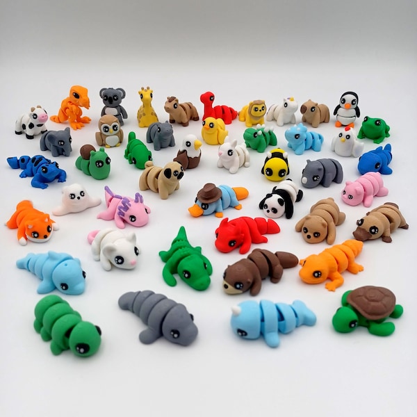 Random Pack of 3D Printed Mini Animal Fidget Toys: Sensory Desk Pets
