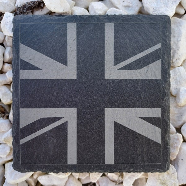 UK Flag Coaster Slate Stone Engraved, United Kingdom