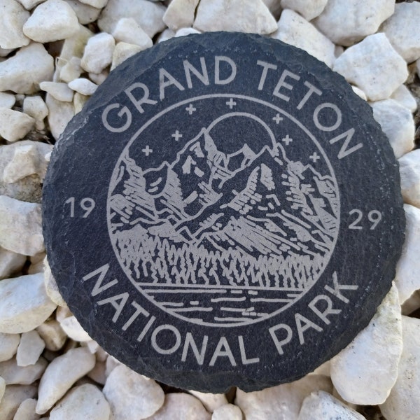 Grand Teton National Park Coaster Slate Stone Engraved