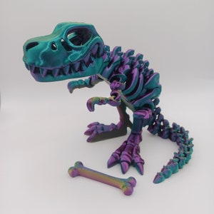 T-Rex Skeleton Toy, Pick Your Size and Color, 3D Printed Fidget Toy, Includes Bone & Moving Mouth, Articulated Sensory Gift, Birthday Ideas
