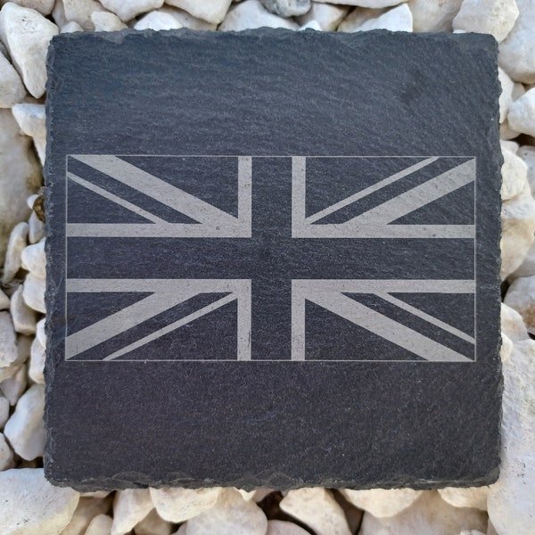 UK Flag Coaster Slate Stone Engraved, United Kingdom