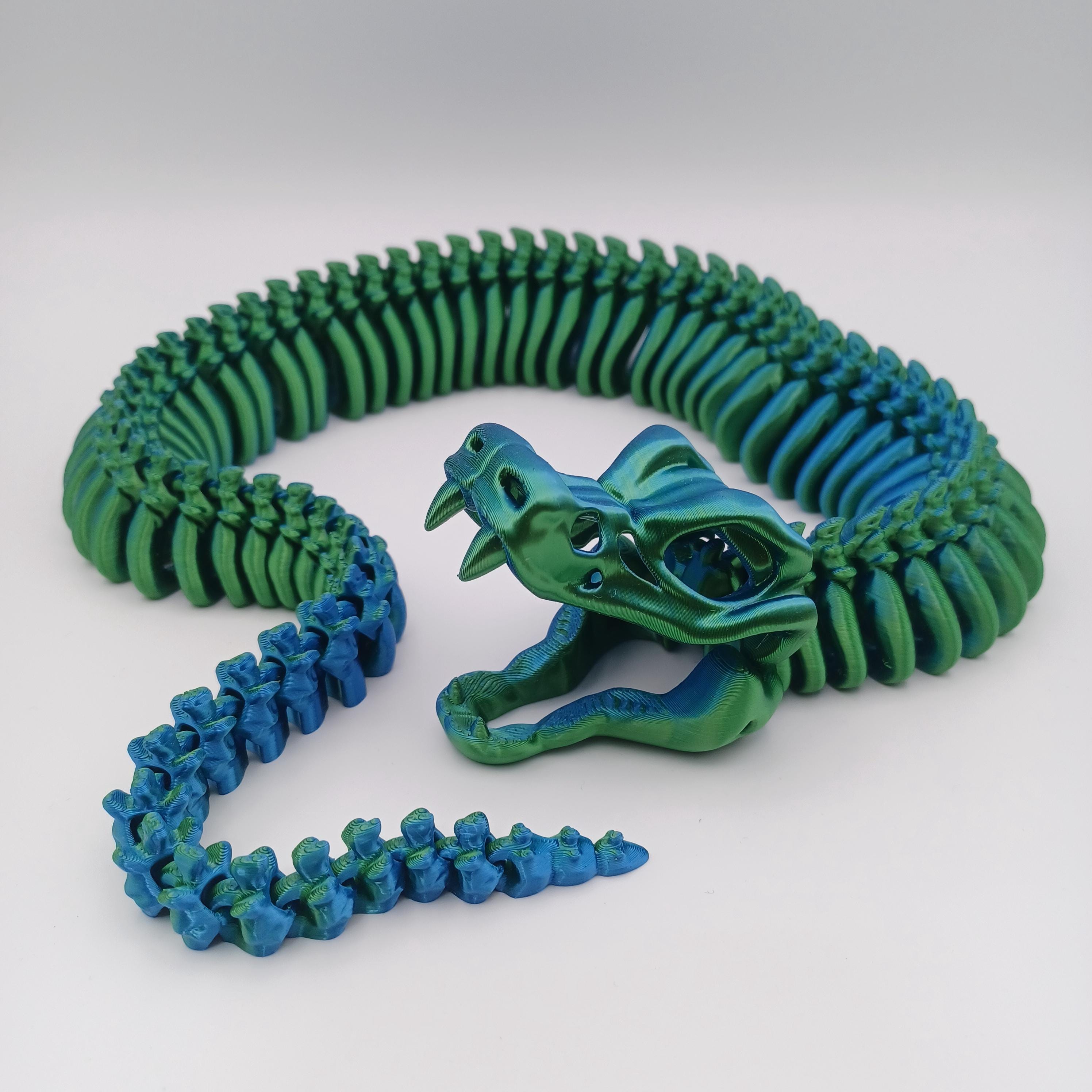 3D Printed Articulated Skeleton Snake Fidget Toy - Iridescent PLA