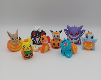 Figurines miniatures Pokémon inspirées d'Halloween, imprimées en 3D, à collectionner, idéales pour décorer un bureau, un espace de jeu ou pour exposer des figurines.