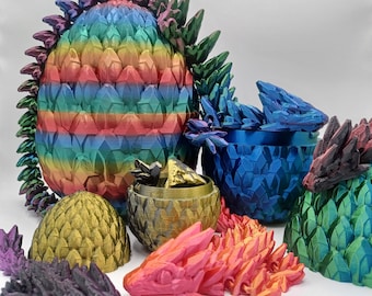 Articulating 3D Printed Dragon Egg & Matching Dragon Fidget Toy: Desk Decor