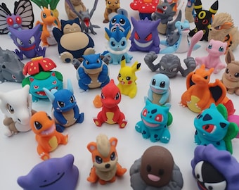 Minifiguras inspiradas en Pokémon, figuras coleccionables impresas en 3D, ideales para decorar escritorios, exhibidores para gamers, adornos para pasteles y juguetes de exhibición.