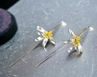 Silver Osmanthus Earrings | Silver Flower Drop Earrings | Mothers Day | Silver Earrings