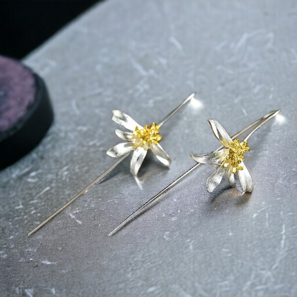 Silver Osmanthus Earrings | Silver Flower Drop Earrings | Mothers Day | Silver Earrings