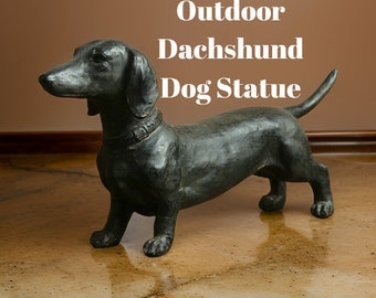 Adorable Dachshund Statue: Charming Garden Décor and Lawn Sculpture- Outdoor yard décor perfect gift for pet lovers