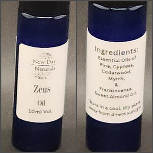 Zeus Ritual Oil; Deity Anointing Oil; Spiritual Oil