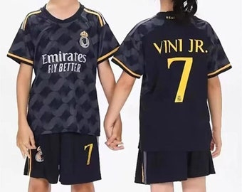 Real Madrid Domicile 2023-2024 Vini Jr. #7, Madrid Bellingham #5 Away Nouveau maillot et short de football 2023/24, Maillot de football POUR ENFANTS, Cadeau pour les enfants