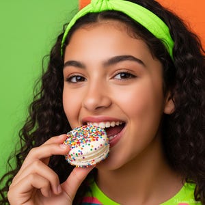 Birthday Cake Macarons – Box of 24 French Macaron Cookies – Assorted Gourmet Cake Batter Flavor