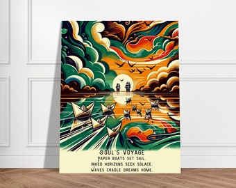 Soul's Voyage Print, Nautical Poster, Inspirational Seascape, Ocean Poetry Art, Serene Wall Decor