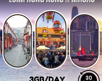 eSim Hong Kong & Macau - Total 3GB/day - 30 days