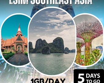 eSim Asie du Sud-Est (Singapour, Malaisie, Thaïlande, Indonésie, Cambodge, Vietnam) - Total 1 Go/jour - 5 jours