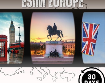 eSim New Europe 33 pays - Total 1 Go/jour - 30 jours