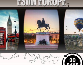 eSim New Europe 33 pays - Total 500 Mo/jour - 30 jours