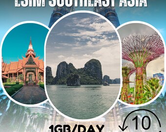 eSim Asie du Sud-Est (Singapour, Malaisie, Thaïlande, Indonésie, Cambodge, Vietnam) - Total 1 Go/jour - 10 jours