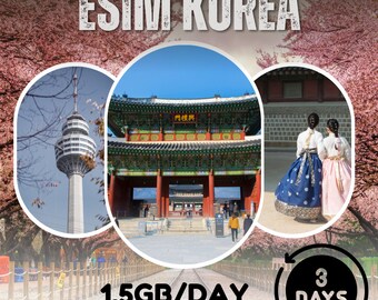 eSim South Korea - Total 1.5GB/day - 3 days