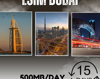 eSim Dubai y Emiratos Árabes Unidos (EAU) - Total 500 MB/día - 15 días