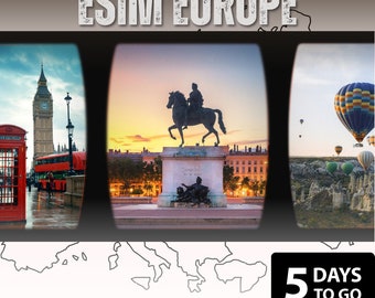 eSim New Europe 33 pays - Total 800 Mo/jour - 5 jours