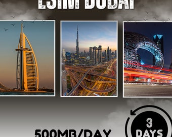eSim Dubai & United Arab Emirates (UAE) - Total 500MB/day - 3 days