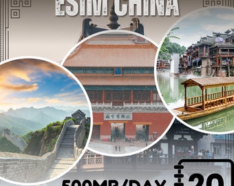 eSim China ( China Unicom), Hong Kong, Macao - Insgesamt 500MB/Tag - 20 Tage