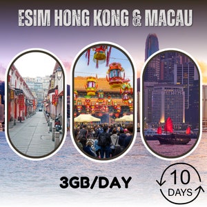 eSim Hong Kong & Macau - Total 3GB/day - 10 days