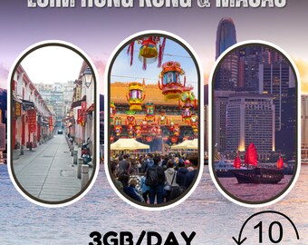 eSim Hong Kong & Macau - Total 3GB/day - 10 days