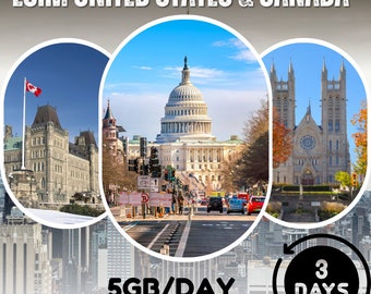eSim United States & Canada - Total 5GB/day - 3 days