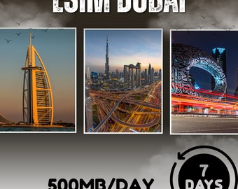 eSim Dubai y Emiratos Árabes Unidos (EAU) - Total 500 MB/día - 7 días