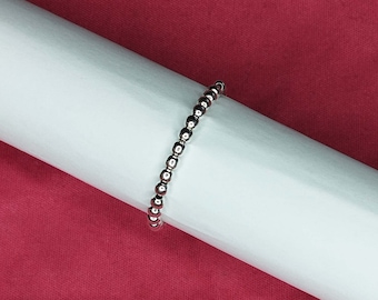 Anello con perline piccole in argento 925, elastico