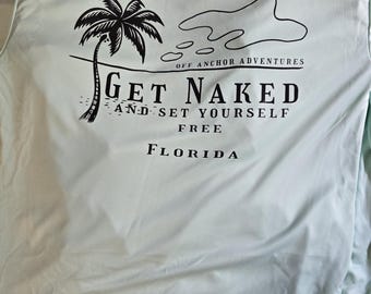 UPF 50 Performance Tee, Get Naked Palm Tree Graphic